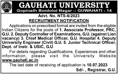 Recruitment in Gauhati University