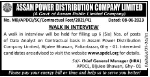 Walk-in Interview in APDCL