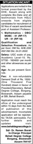 Assistant professor in Behali Degree college